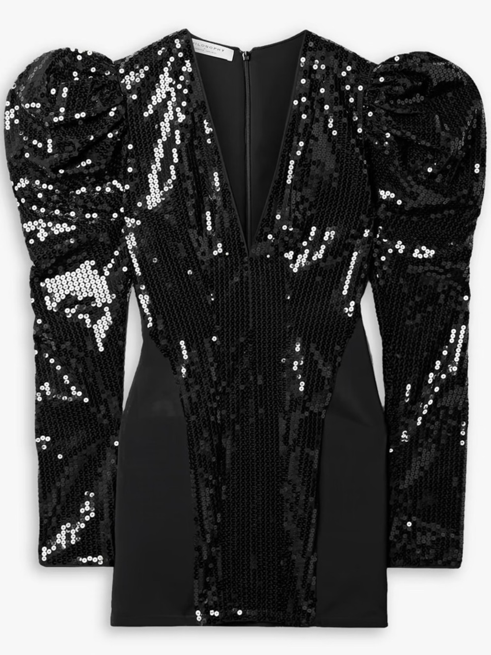 NWT Philosophy Di Lorenzo Serafini ‘Sequined Mesh Mini Dress’ in Black Size 4